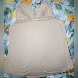 Daisy Fuentes Beige Lace Accent Tank Top Size M